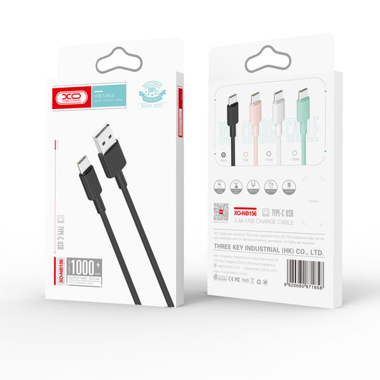 USB-A til USB-C data- og ladekabel XO Design NB156, 18W, 1m, Svart