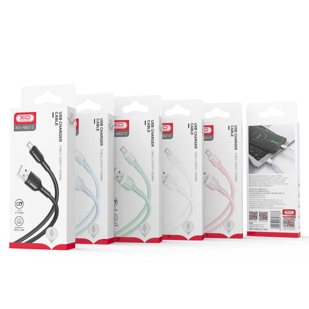USB-A - Lightning Data- og Ladekabel XO Design NB212, 18W, 1m, Hvit