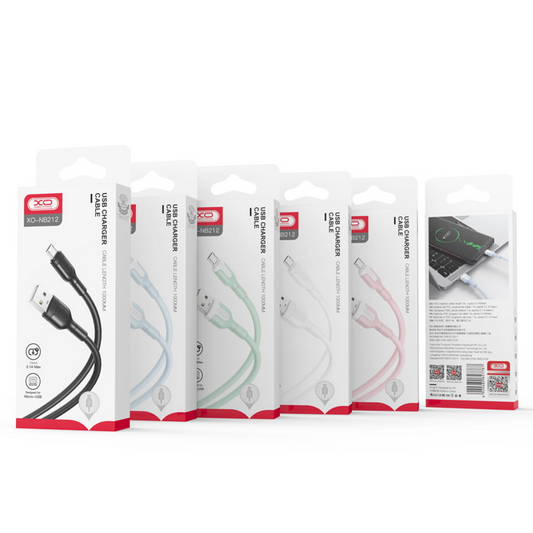 USB-A - Lightning Data- og Ladekabel XO Design NB212, 18W, 1m, Hvit