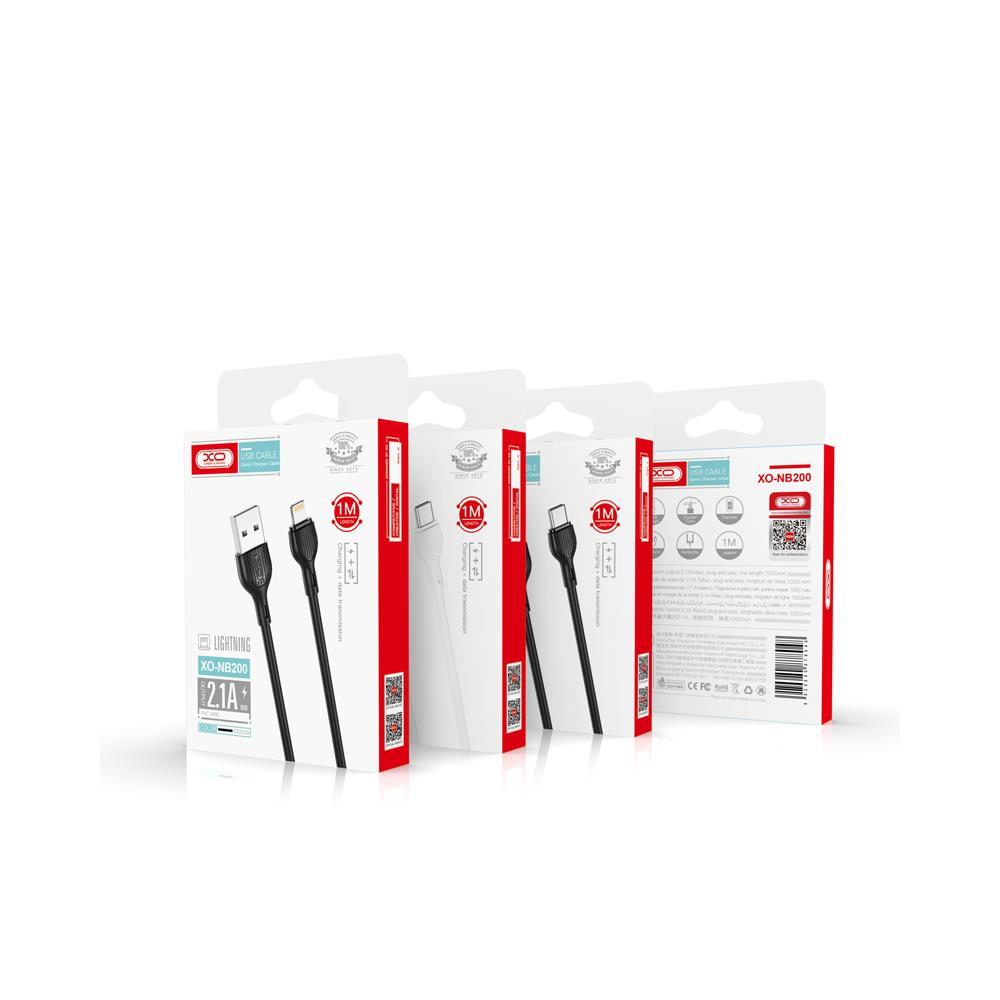 Data- og ladekabel USB-A - USB-C XO Design NB200, 10W, 1m, Hvit