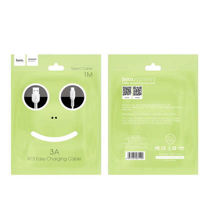 USB-A til USB-C Data- og Ladekabel HOCO X13 Easy, 18W, 1m, Svart