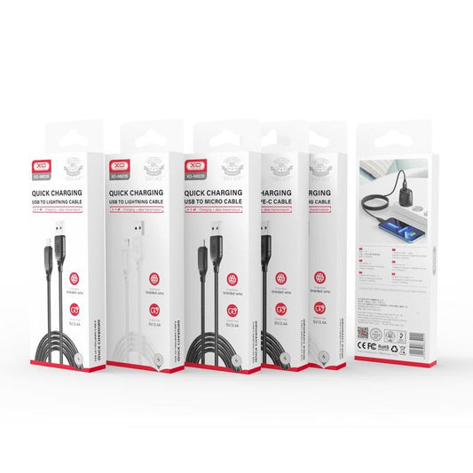 USB-A - microUSB data- og ladekabel XO Design NB235, 18W, 1m, Svart