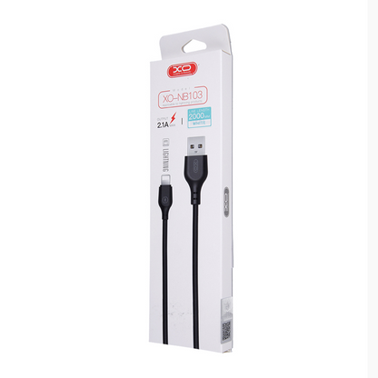 USB-A - Lightning Data og Ladekabel XO Design NB103, 18W, 2m, Hvit