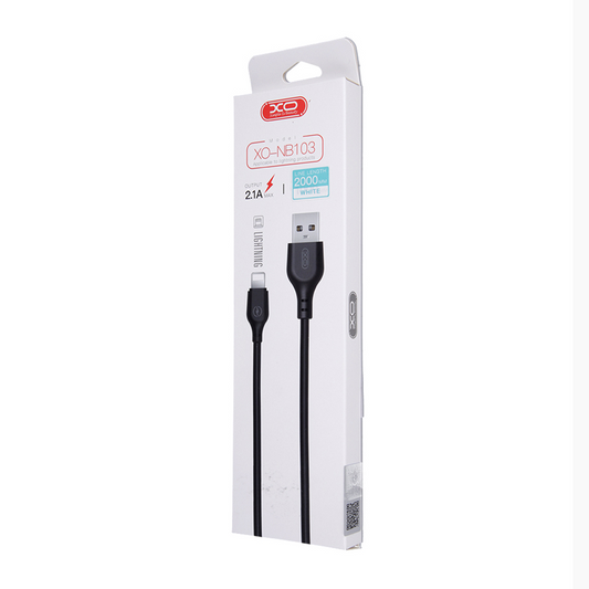 USB-A - Lightning Data og Ladekabel XO Design NB103, 18W, 2m, Hvit