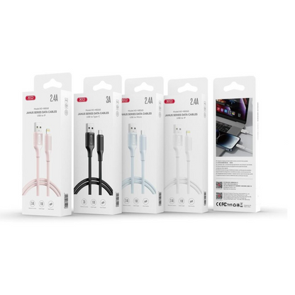 USB-A - USB-C Data- og Ladekabel XO Design NB265, 18W, 1m, Hvit