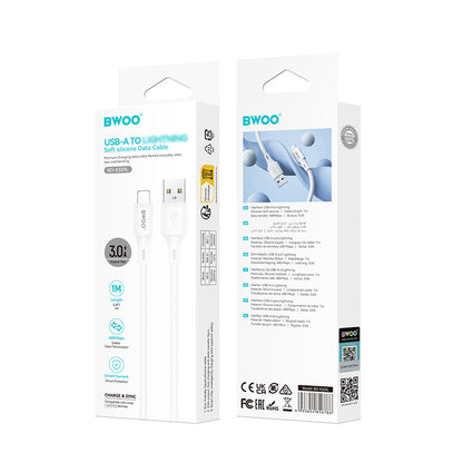 USB-A til Lightning data- og ladekabel BWOO X329L, 15W, 1m, hvit