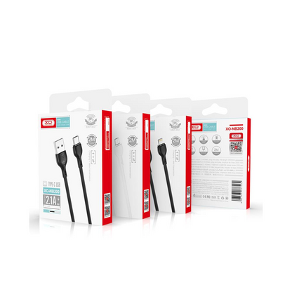USB-A - Lightning Data- og Ladekabel XO Design NB200, 10W, 2m, Svart