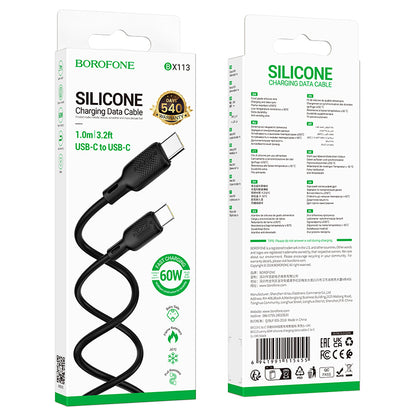 USB-C til USB-C data- og ladekabel Borofone BX113 Lenny, 60W, 1m, svart