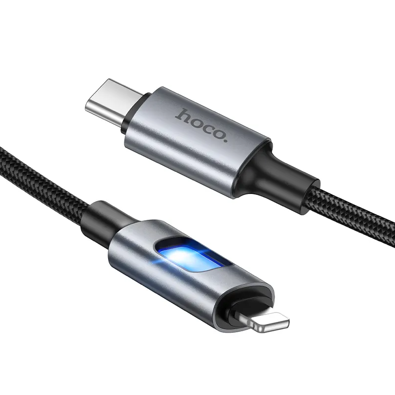 USB-C til Lightning data- og ladekabel HOCO U144 Led, 27W, 1,2m, svart