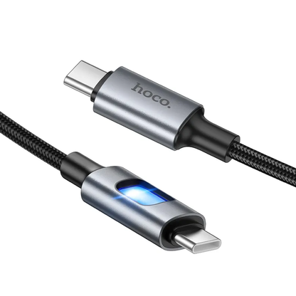 USB-C Data- og ladekabel - USB-C HOCO U144 Led, 60W, 1,2m, Svart
