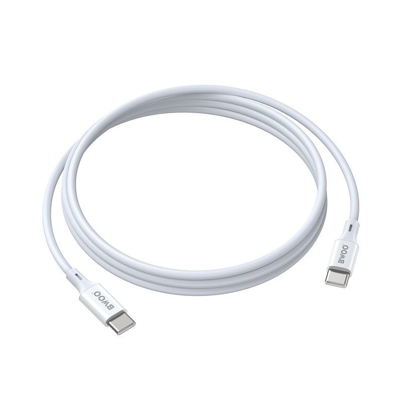 USB-C data- og ladekabel - USB-C BWOO BO-X283CC-2M, 60W, 2m, hvit