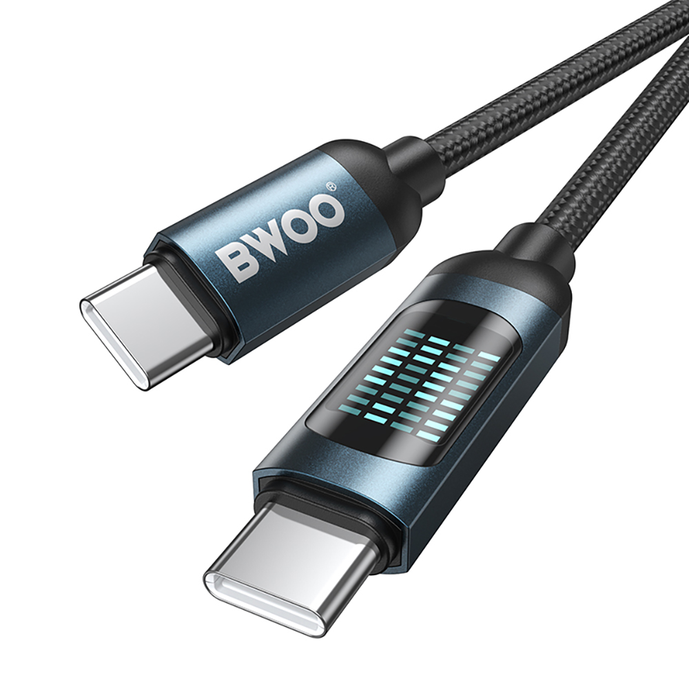 USB-C Data- og ladekabel - USB-C BWOO BO-X304 Led, 60W, 1m, Svart