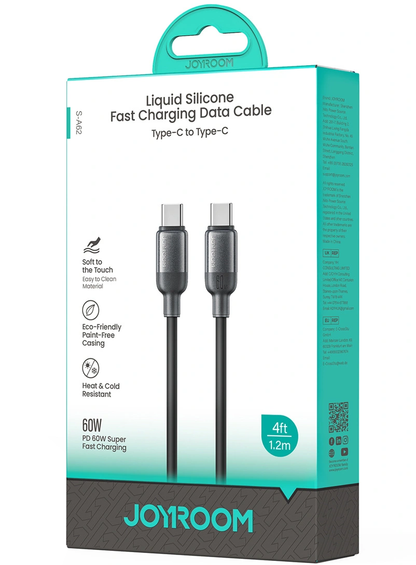 USB-C Data- og ladekabel - USB-C Joyroom S-A62 Lively, 60W, 1,2m, Svart