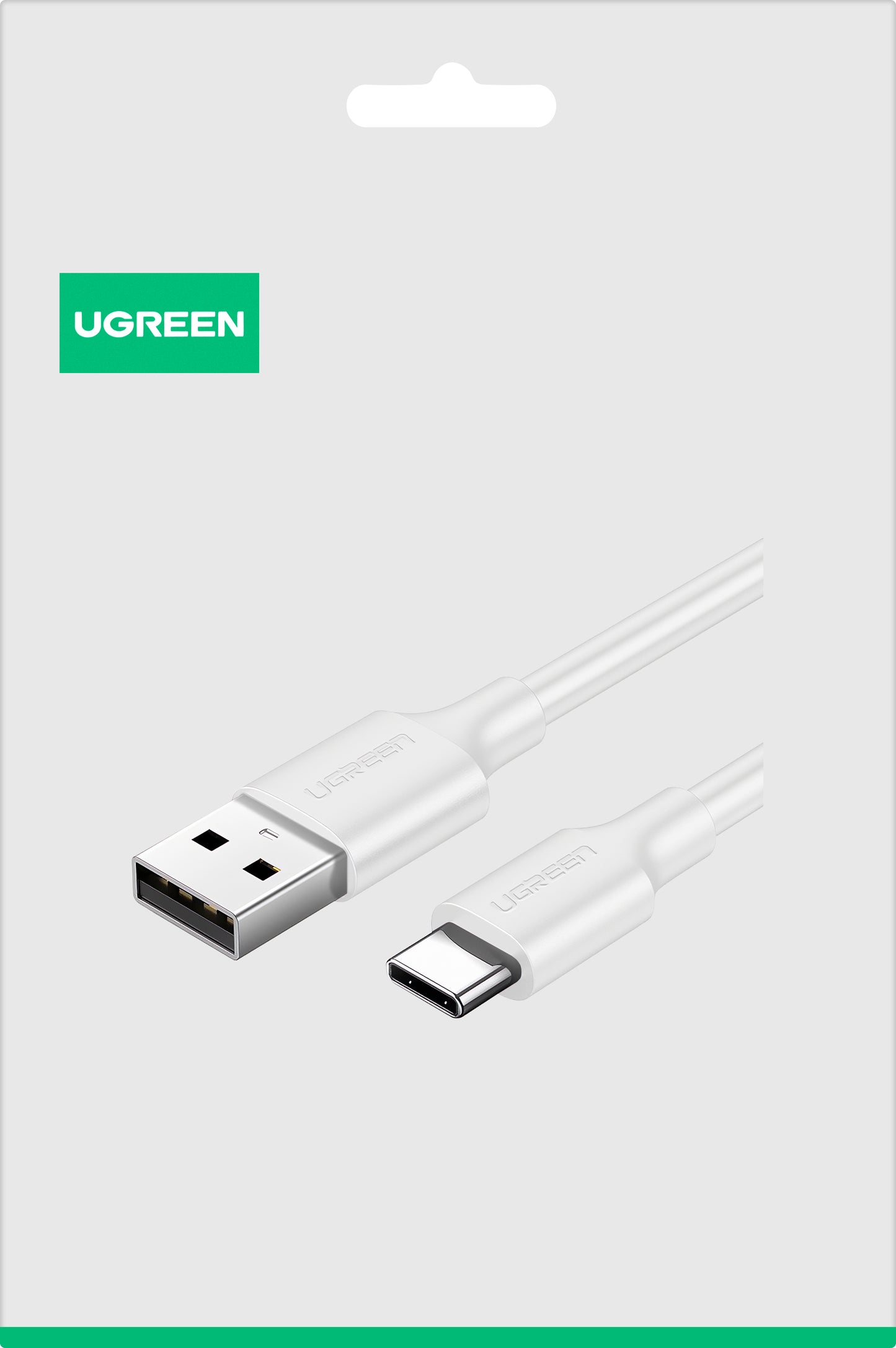 USB-A til USB-C data- og ladekabel UGREEN US287, 18W, 1.5m, Hvit