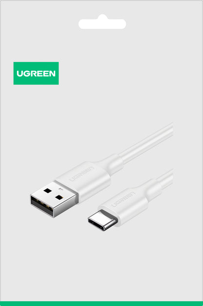 USB-A til USB-C data- og ladekabel UGREEN US287, 18W, 1.5m, Hvit