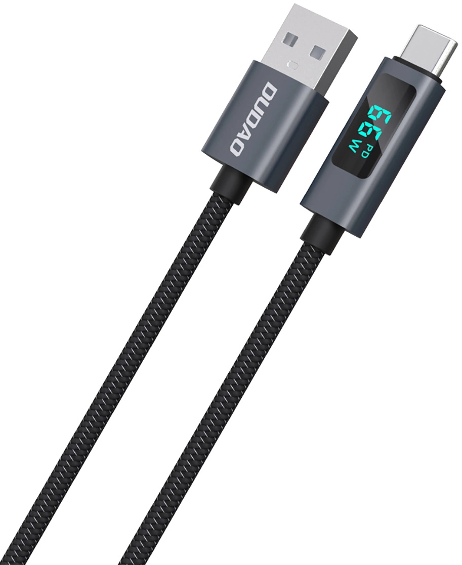 USB-A til USB-C Dudao L7T Display datakabel og ladekabel, 66W, 1m, svart