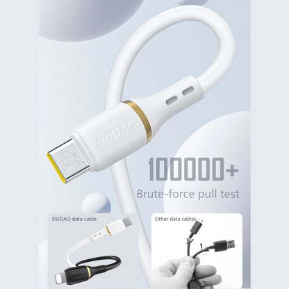 USB-C Data- og ladekabel - USB-C Dudao L25C, 30W, 1m, Hvit