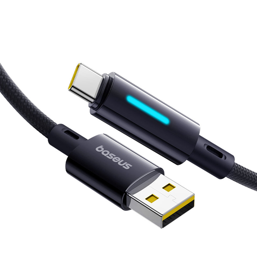 USB-A - USB-C Baseus Lit Button Control data- og ladekabel, 100W, 2m, Svart P10379002121-01