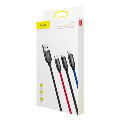 Ladekabel USB-A - Lightning / microUSB / USB-C Baseus Colors 3in1, 20W, 1.2m, Svart CAMLT-BSY01