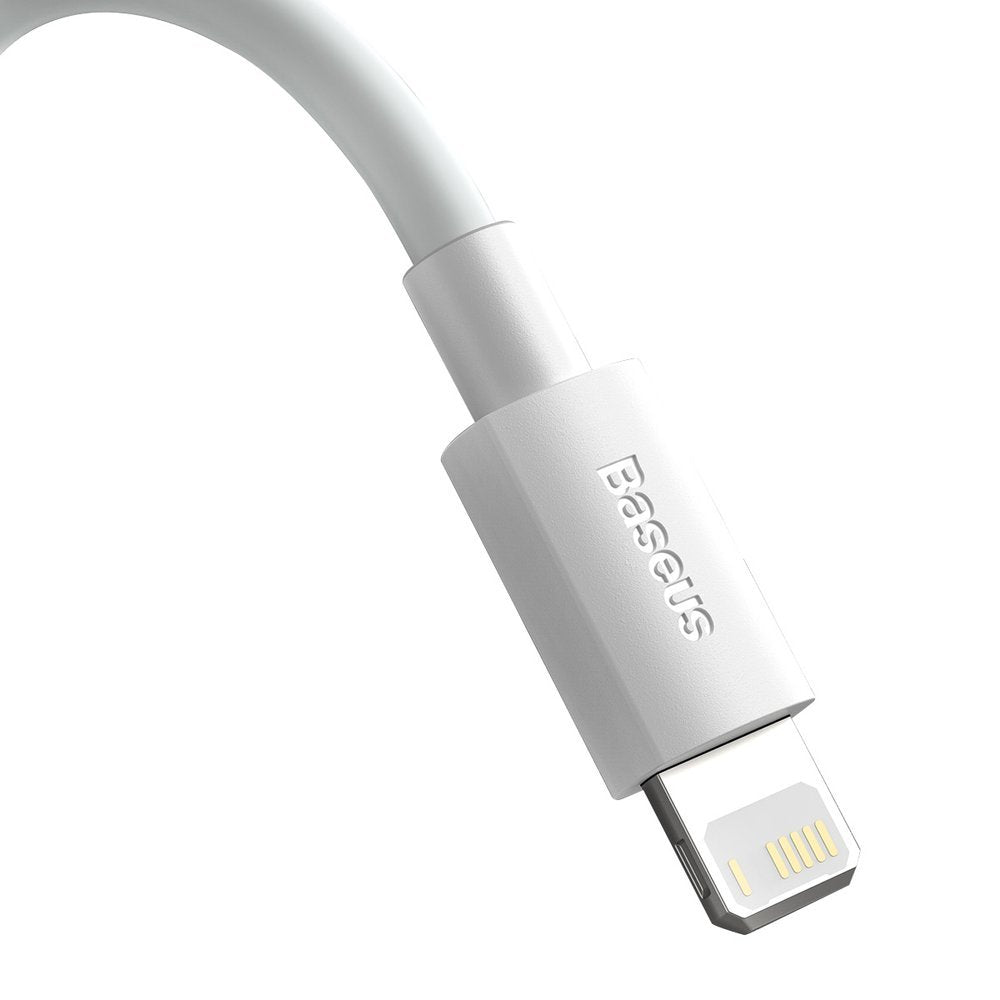 Data- og ladekabel USB-A - Lightning Baseus Simple Wisdom, 18W, 1,5 m, sett med 2 stk, hvit TZCALZJ-02