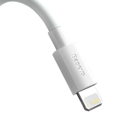 Data- og ladekabel USB-A - Lightning Baseus Simple Wisdom, 18W, 1,5 m, sett med 2 stk, hvit TZCALZJ-02