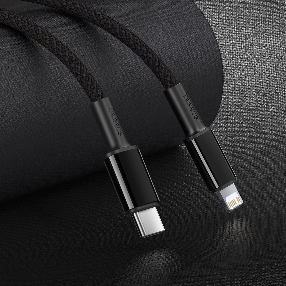 USB-C til Lightning data- og ladekabel Baseus High Density flettet, 20W, 2m, svart CATLGD-A01