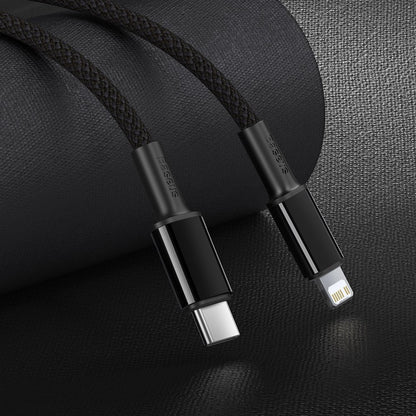 USB-C til Lightning data- og ladekabel Baseus High Density flettet, 20W, 2m, svart CATLGD-A01