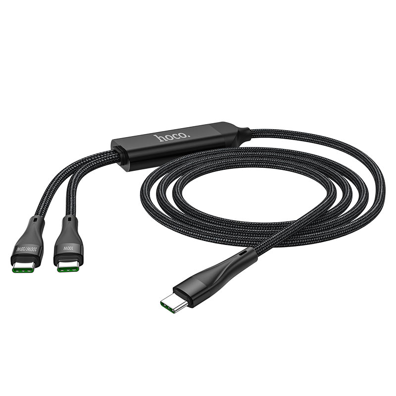 USB-C data- og ladekabel - USB-C HOCO U102 Super, 100 W, 1,2 m, svart