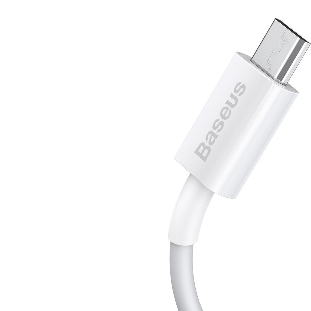 USB-A - microUSB Baseus Superior Series data- og ladekabel, 18W, 2m, Hvit CAMYS-A02