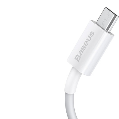USB-A - microUSB Baseus Superior Series data- og ladekabel, 18W, 2m, Hvit CAMYS-A02