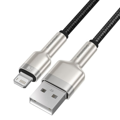 Data- og ladekabel USB-A - Lightning Baseus Cafule Metal Series, 18W, 2m, Svart CALJK-B01