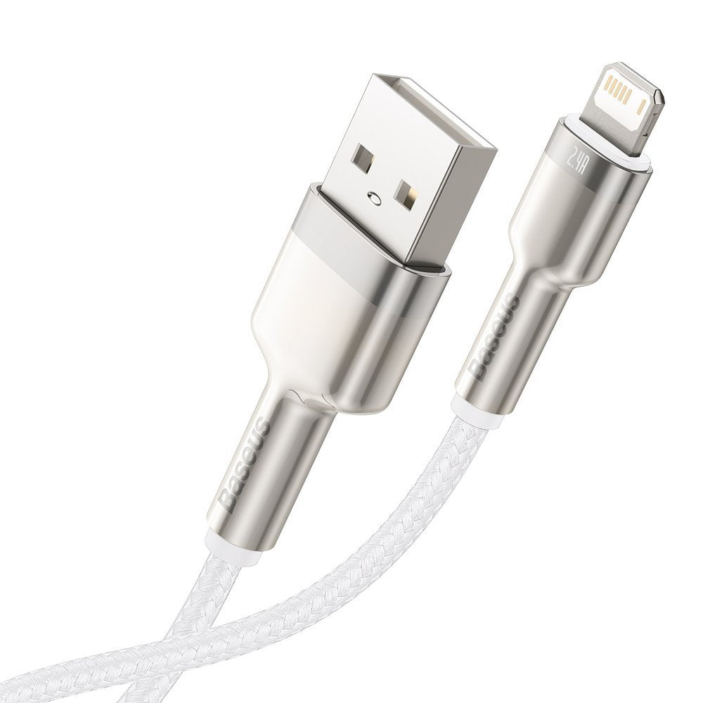 USB-A - Lightning Baseus Cafule Metal Series data- og ladekabel, 18W, 2m, Hvit CALJK-B02