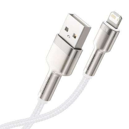 USB-A - Lightning Baseus Cafule Metal Series data- og ladekabel, 18W, 2m, Hvit CALJK-B02