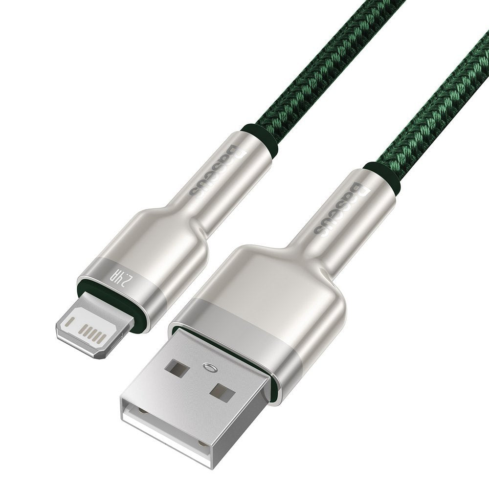 USB-A - Lightning Baseus Cafule Metal Series data- og ladekabel, 18W, 1m, Grønn CALJK-A06