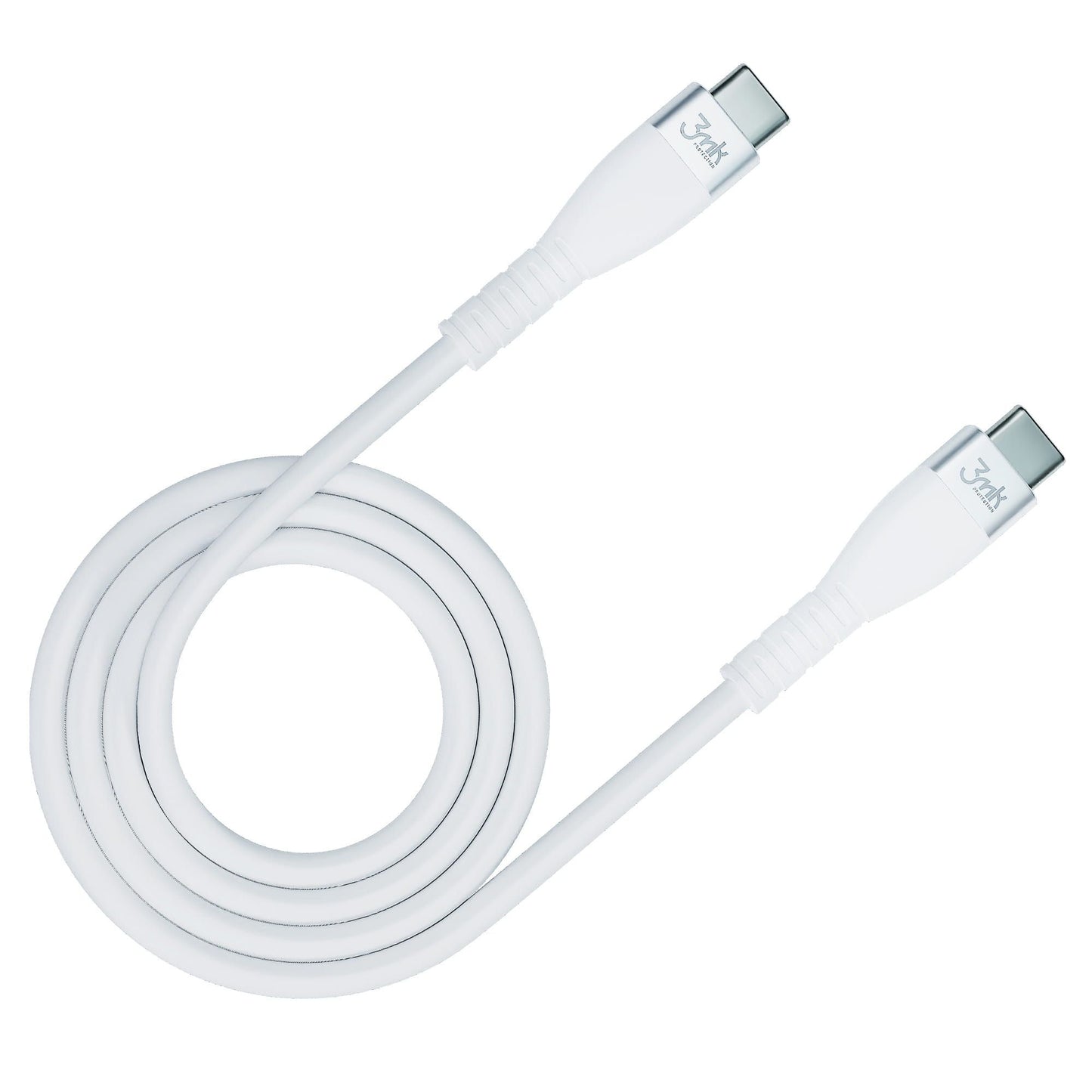 USB-C Data- og ladekabel - USB-C 3MK Hyper Silicone, 60W, 1m, Hvit