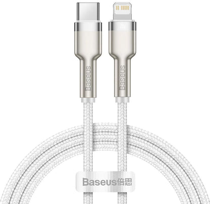 USB-C til Lightning Baseus Cafule Metal Series, 20W, 2m, Hvit CATLJK-B02