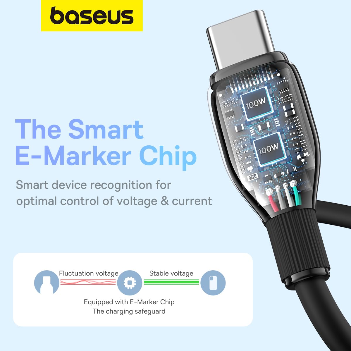 USB-C til USB-C Baseus Pudding data- og ladekabel, 100W, 2m, Svart P10355702111-01