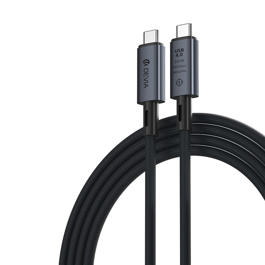 USB-C Data- og ladekabel - USB-C DEVIA EC641, 240W, 1m, Svart