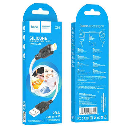 Data- og ladekabel USB-A - Lightning HOCO X90, 18W, 1m, Hvit