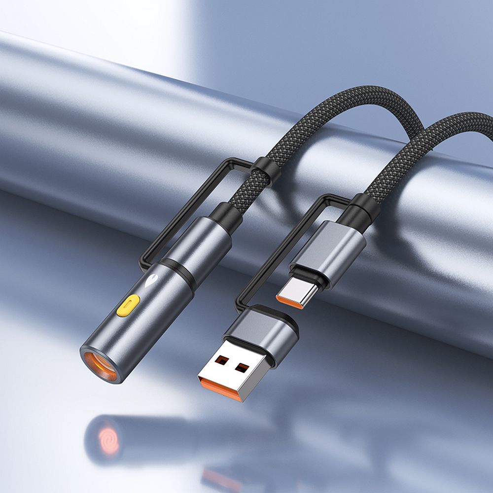 USB-C / USB-A data- og ladekabel - USB-C / Elektrisk lighter HOCO U138, 60W, 1.2m, Svart