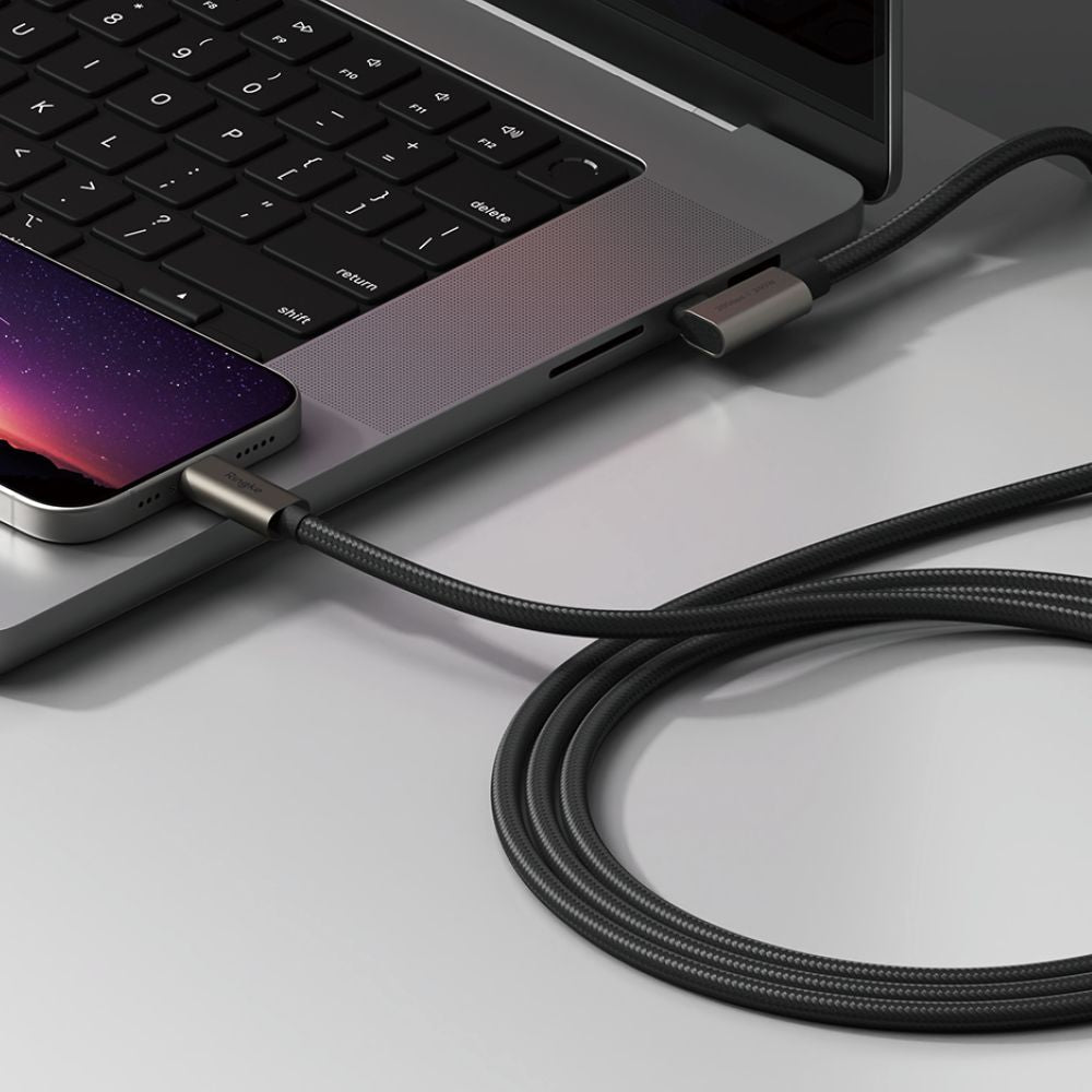 USB-C til USB-C data- og ladekabel Ringke 2X2 Angled, 240W, 2m, Svart