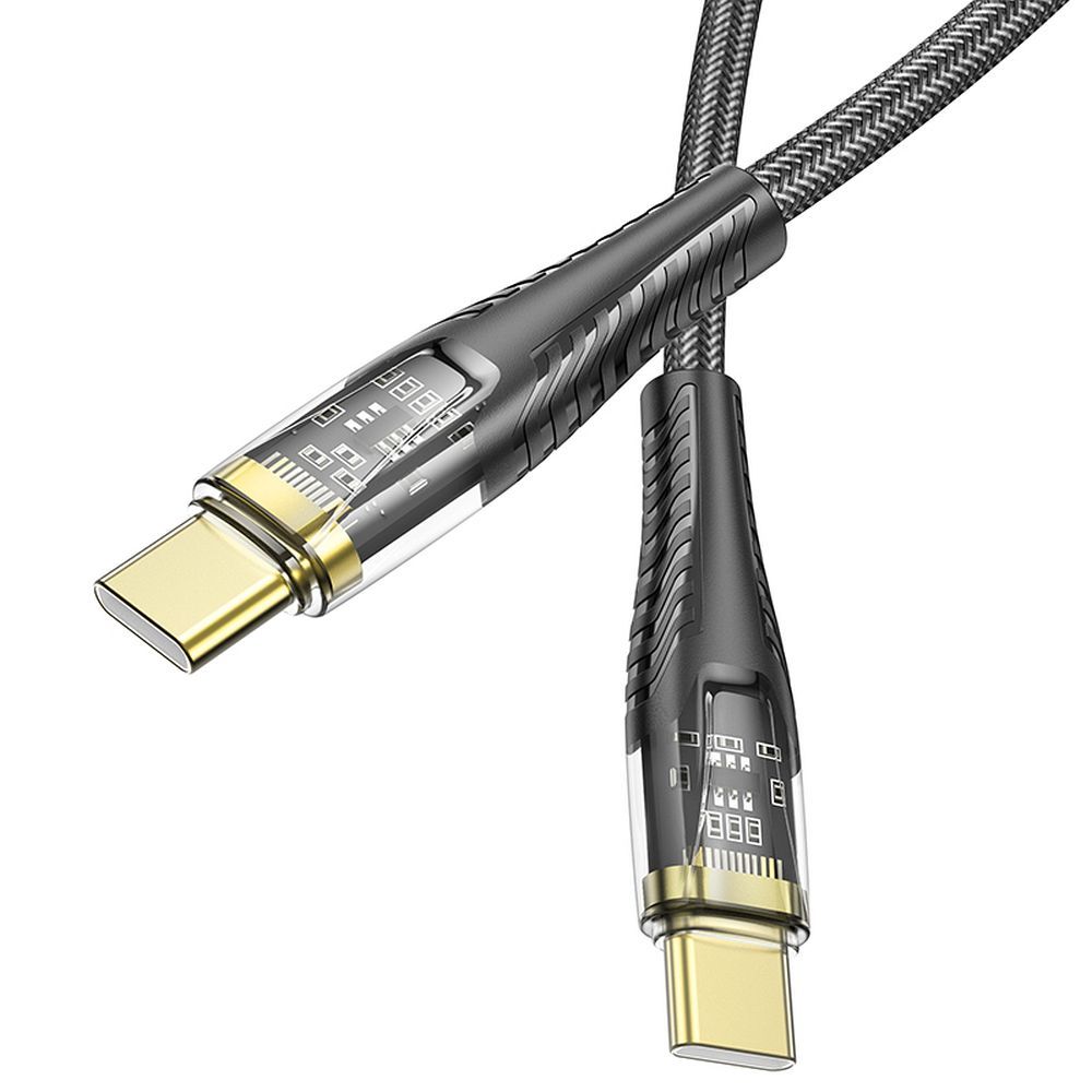 USB-C til USB-C data- og ladekabel HOCO U121, 60W, 1.2m, Svart