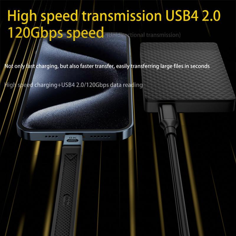 USB-C til USB-C OEM data- og ladekabel 8K Video, 240W, 0.13m, Svart