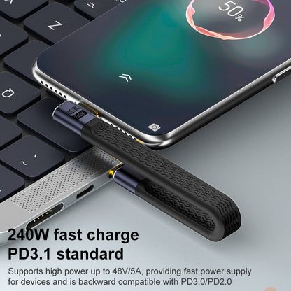 USB-C til USB-C OEM Angled 8K Video Version 3 data- og ladekabel, 240W, 0.15m, Svart