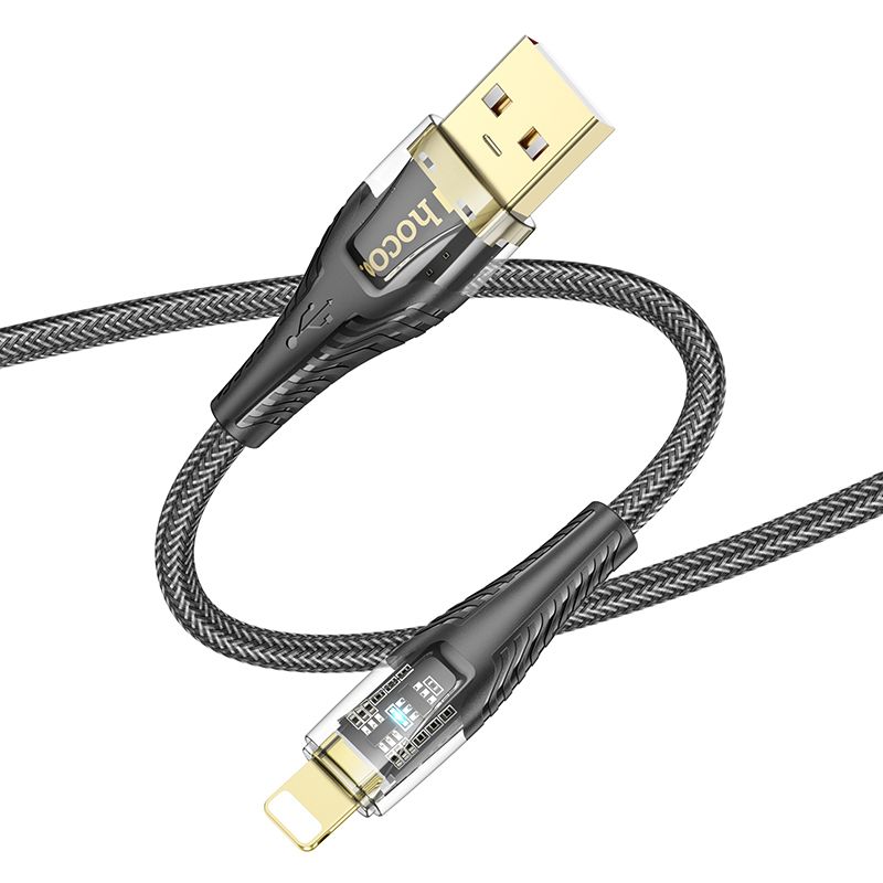 USB-A - Lightning Lade- og Datakabel HOCO U121, 18W, 1.2m, Svart