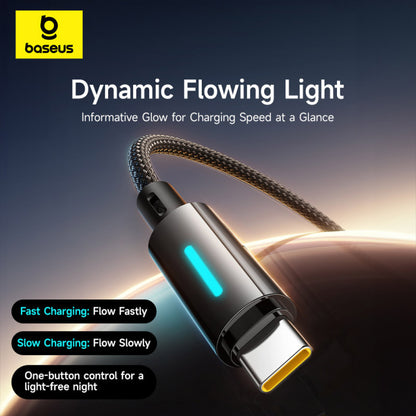 USB-A - USB-C Baseus Lit Button Control data- og ladekabel, 100W, 2m, Svart P10379002121-01
