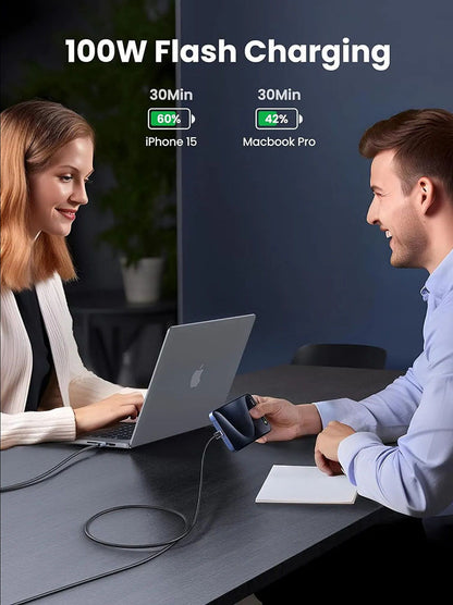 USB-C til USB-C UGREEN L512 data- og ladekabel, 100W, 0.5m, Grå