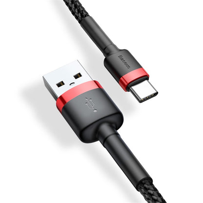 USB-A - USB-C Baseus Cafule data- og ladekabel, 18W, 3m, Rød CATKLF-U91