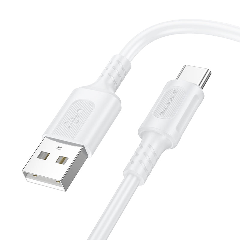 USB-A til USB-C Borofone BX111 Feliz data- og ladekabel, 20W, 1m, Hvit