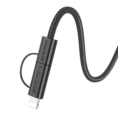 USB-C - Lightning / USB-C Borofone BX104 Primo 2in1 data- og ladekabel, 60W, 1m, Svart